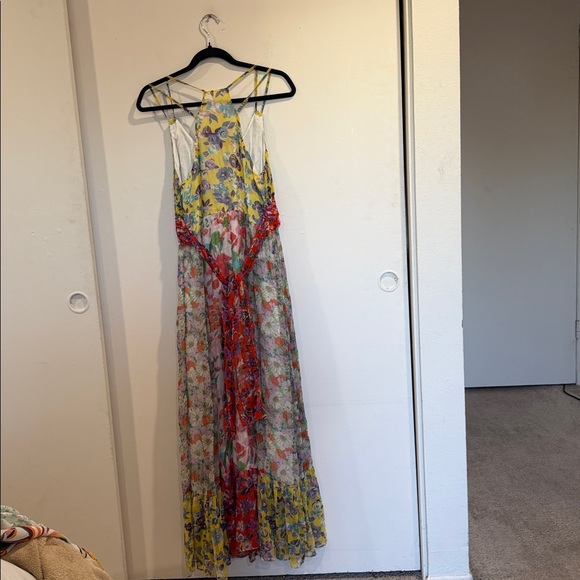 Anthropologie Multicolor Floral Halter Maxi Dress with Waist Sash - Picture 8 of 13